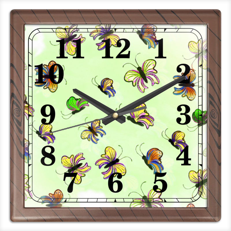 Printio Часы квадратные из пластика (под дерево) Бабочки