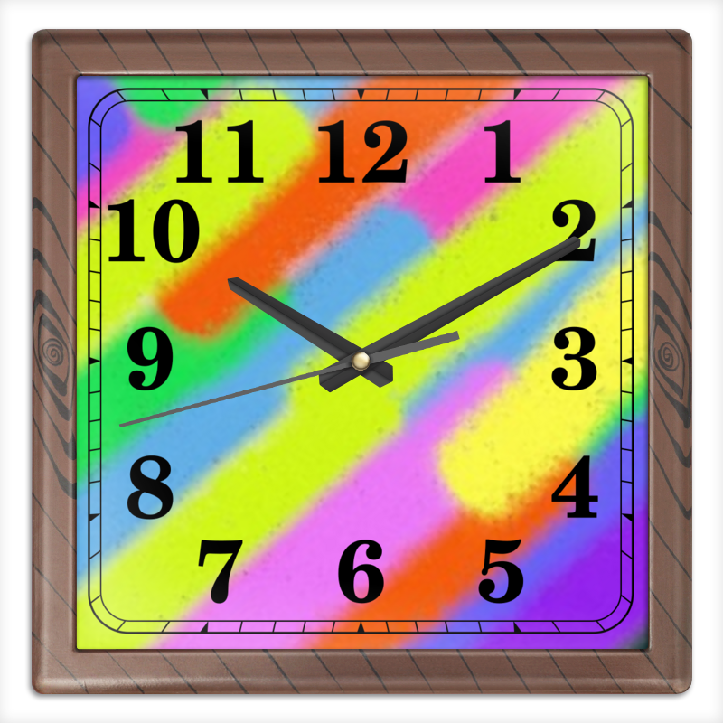 Printio Часы квадратные из пластика (под дерево) Яркая абстракция в полоску printio часы квадратные из пластика под дерево рассвет цветовая композиция