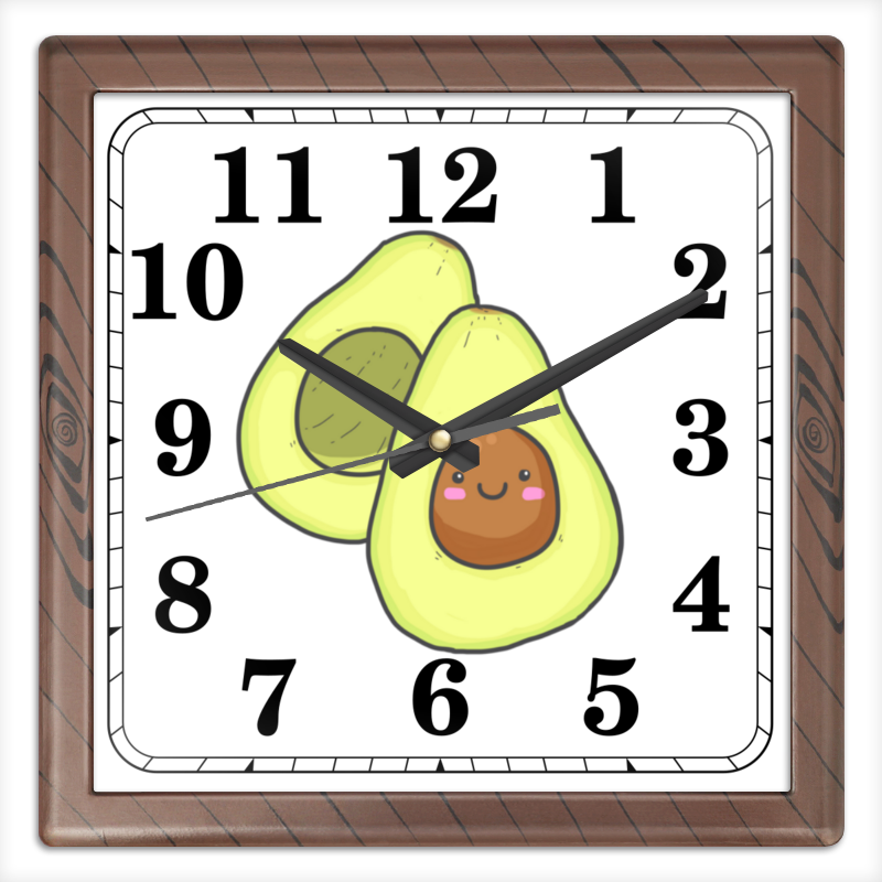 Printio Часы квадратные из пластика (под дерево) Авокадо