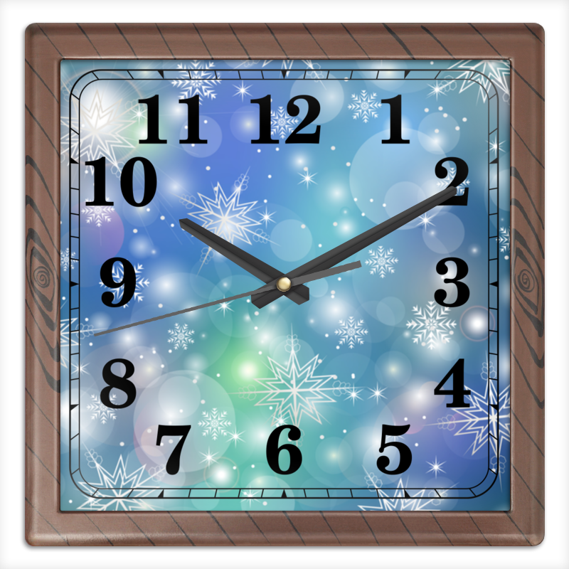 Printio Часы квадратные из пластика (под дерево) Снежинка printio часы квадратные из пластика под дерево новогодние быки на голубом фоне паттерн