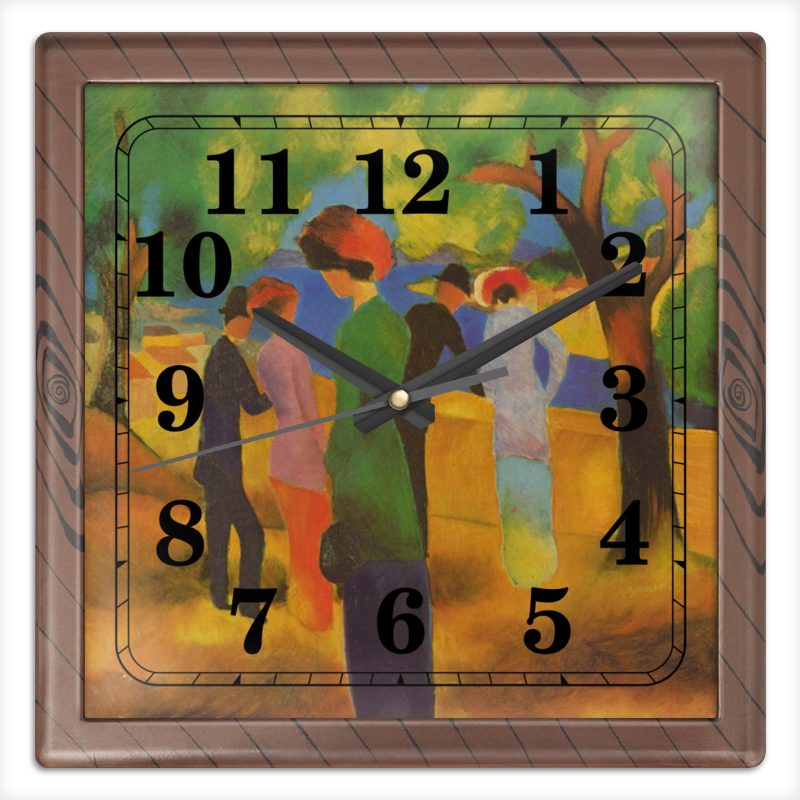 Printio Часы квадратные из пластика (под дерево) Дама в зелёном жакете (август маке) printio часы круглые из дерева дама в зелёном жакете август маке