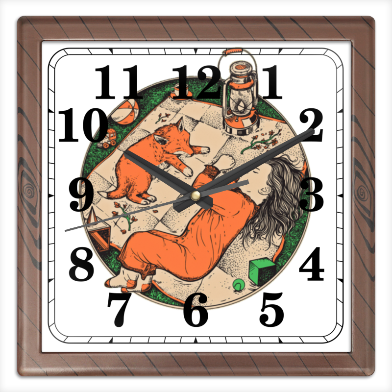 Printio Часы квадратные из пластика (под дерево) Сладкий сон printio часы круглые из пластика сладкий сон