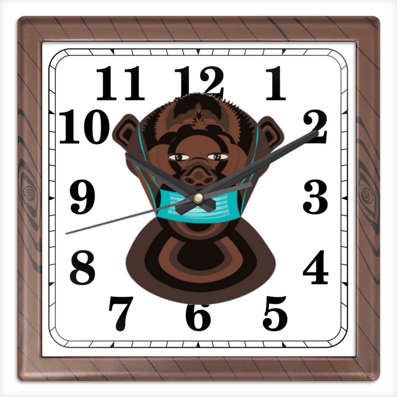 Printio Часы квадратные из пластика (под дерево) шимпанзе в маске printio часы квадратные из пластика под дерево жираф в маске