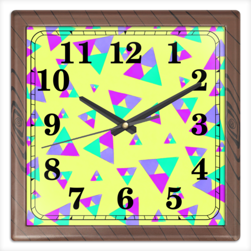 Заказать часы для офиса в Москве. Часы квадратные из пластика (под дерево) Треугольник 1 от valezar - готовые дизайны и нанесение принтов.