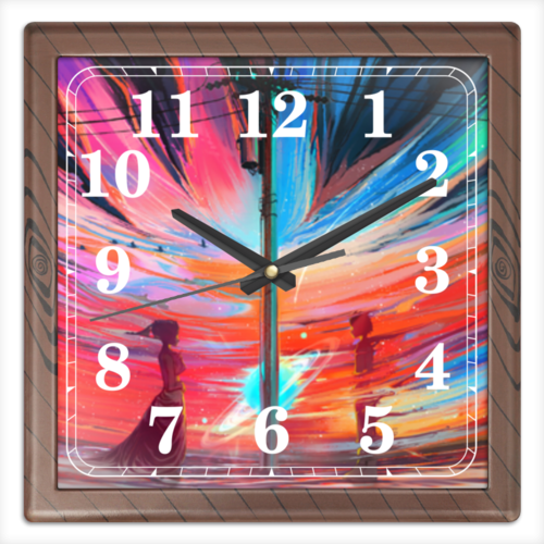 Заказать часы для офиса в Москве. Часы квадратные из пластика (под дерево) Прощание от Дана Столыпина - готовые дизайны и нанесение принтов.