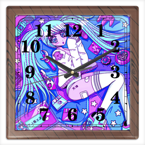 Заказать часы для офиса в Москве. Часы квадратные из пластика (под дерево) Ленивый геймер от Дана Столыпина - готовые дизайны и нанесение принтов.