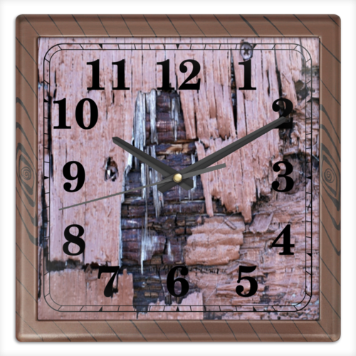 Заказать часы для офиса в Москве. Часы квадратные из пластика (под дерево) "Деревянная" от Apfelbaum - готовые дизайны и нанесение принтов.