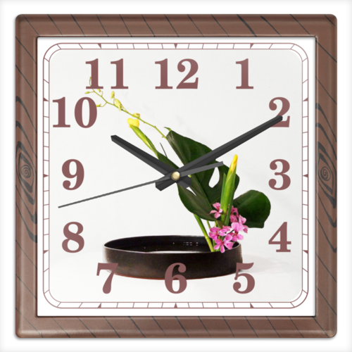 Заказать часы для офиса в Москве. Часы квадратные из пластика (под дерево) Икебана / Ikebana от Ikebana - готовые дизайны и нанесение принтов.