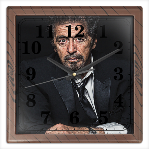 Заказать часы для офиса в Москве. Часы квадратные из пластика (под дерево) Аль Пачино от annarjumina@rambler.ru - готовые дизайны и нанесение принтов.