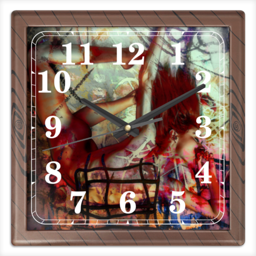 Заказать часы для офиса в Москве. Часы квадратные из пластика (под дерево) Эмоциональная Бездна от Дана Столыпина - готовые дизайны и нанесение принтов.