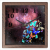 Заказать часы для офиса в Москве. Часы квадратные из пластика (под дерево) Космос, бабочки от Bullfinch_ - готовые дизайны и нанесение принтов.