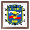 Заказать часы для офиса в Москве. Часы квадратные из пластика (под дерево) Воздушно-Десантные Войска от Nalivaev - готовые дизайны и нанесение принтов.