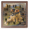 Заказать часы для офиса в Москве. Часы квадратные из пластика (под дерево) Собаки от Apfelbaum - готовые дизайны и нанесение принтов.