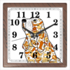 Заказать часы для офиса в Москве. Часы квадратные из пластика (под дерево) смешная собака бассет от Игма - готовые дизайны и нанесение принтов.