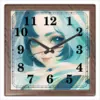 Заказать часы для офиса в Москве. Часы квадратные из пластика (под дерево) Девушка с голубыми волосами от Anstey  - готовые дизайны и нанесение принтов.