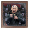 Заказать часы для офиса в Москве. Часы квадратные из пластика (под дерево) ПУТИН. ПОЛИТИКА от robus - готовые дизайны и нанесение принтов.