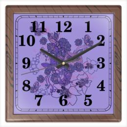 Заказать часы для офиса в Москве. Часы квадратные из пластика (под дерево) Сова в цветах от valezar - готовые дизайны и нанесение принтов.