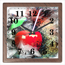 Заказать часы для офиса в Москве. Часы квадратные из пластика (под дерево) Яблочный микс от Stil na yarkosti - готовые дизайны и нанесение принтов.