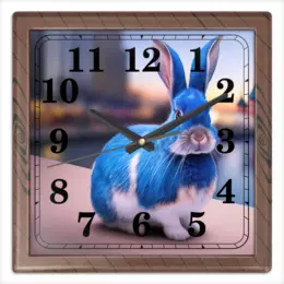 Заказать часы для офиса в Москве. Часы квадратные из пластика (под дерево) Голубой водяной кролик от Дана Столыпина - готовые дизайны и нанесение принтов.