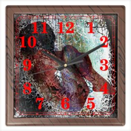 Заказать часы для офиса в Москве. Часы квадратные из пластика (под дерево) Падение Из Хаоса от Дана Столыпина - готовые дизайны и нанесение принтов.