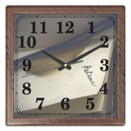 Заказать часы для офиса в Москве. Часы квадратные из пластика (под дерево) Считая осень от cattivivolpi - готовые дизайны и нанесение принтов.