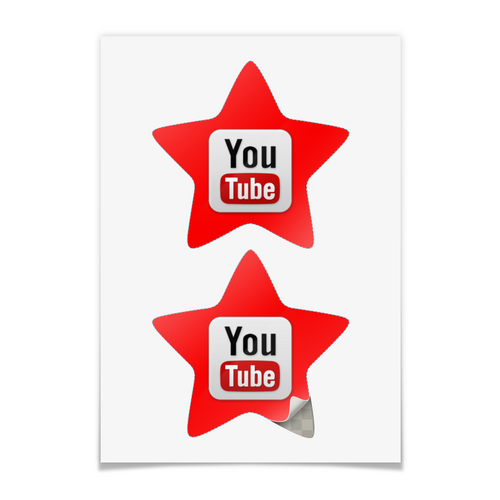Заказать наклейки в Москве. Наклейки-звёзды 14.5x14.5 см YouTube от Jimmy Flash - готовые дизайны и нанесение принтов.