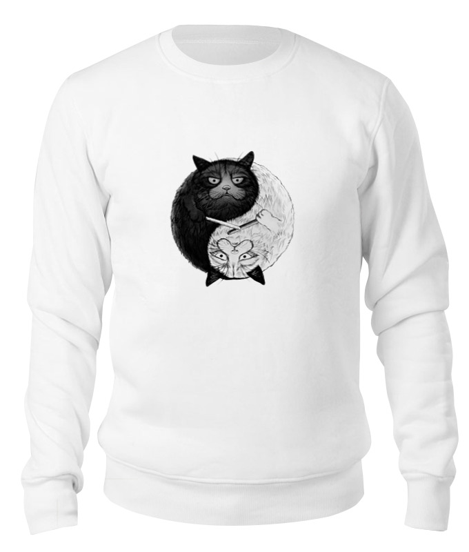 Printio Свитшот унисекс хлопковый Угрюмый кот инь-янь printio детская футболка классическая унисекс угрюмый кот инь янь