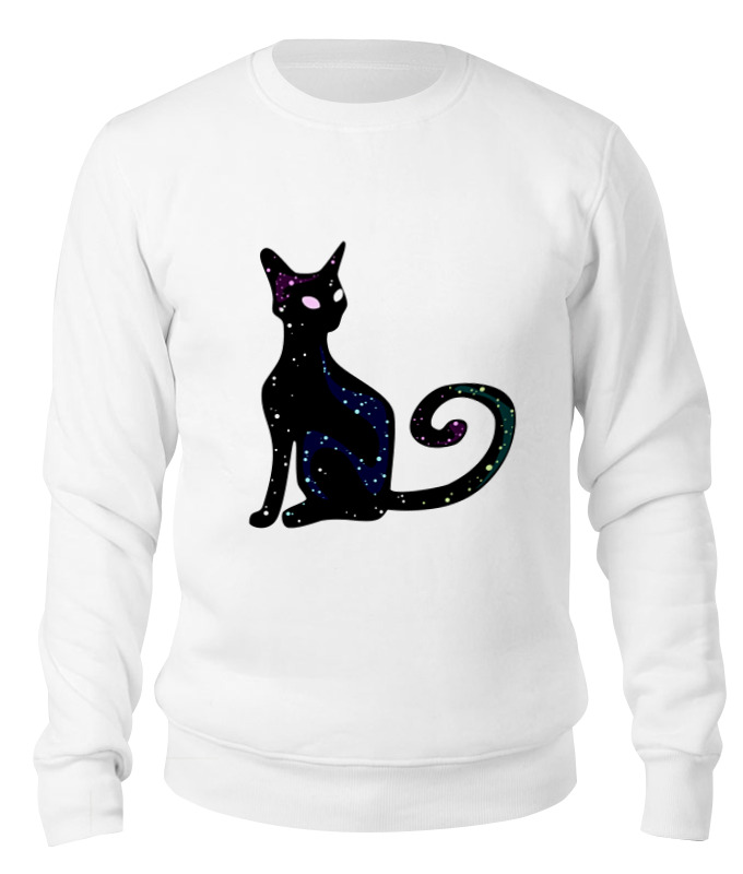 Printio Свитшот унисекс хлопковый Космическая кошка мужская футболка кот и звезды m белый