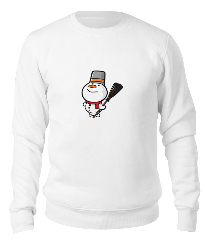 Printio Свитшот унисекс хлопковый Снеговик с метлой цена и фото