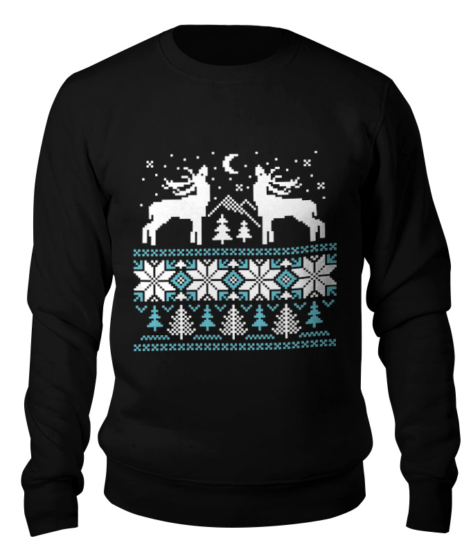 Printio Свитшот унисекс хлопковый Норвежский лес рождественский олень и орнамент с оленями