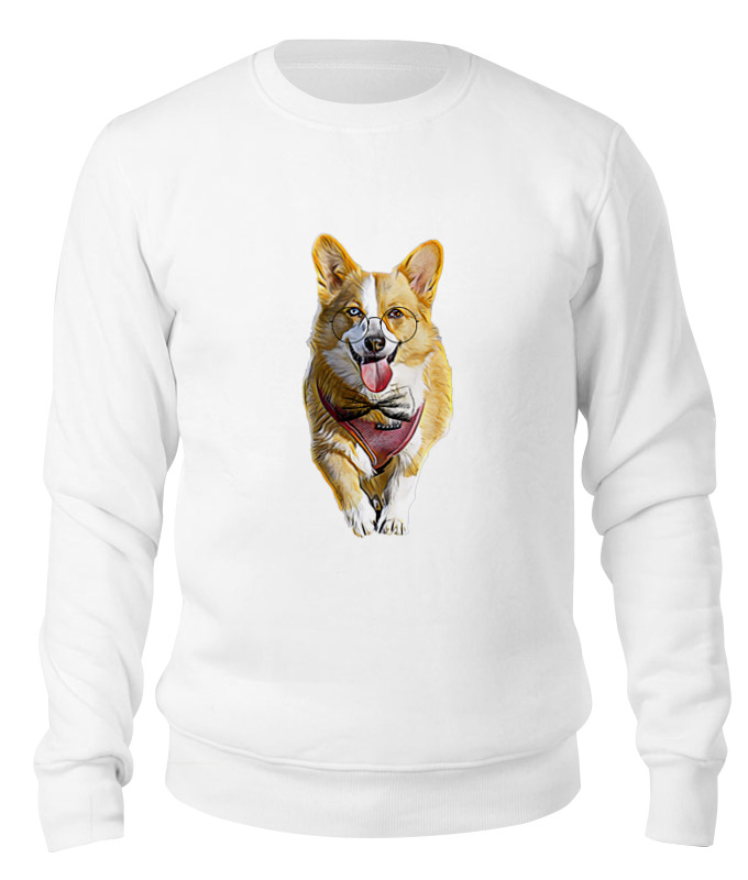 Printio Свитшот унисекс хлопковый Корги собака в очках мужская футболка веселая собака m белый