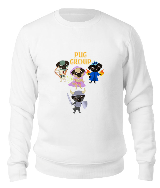 Printio Свитшот унисекс хлопковый Мопсы — герои. pug group. printio свитшот унисекс хлопковый pug life