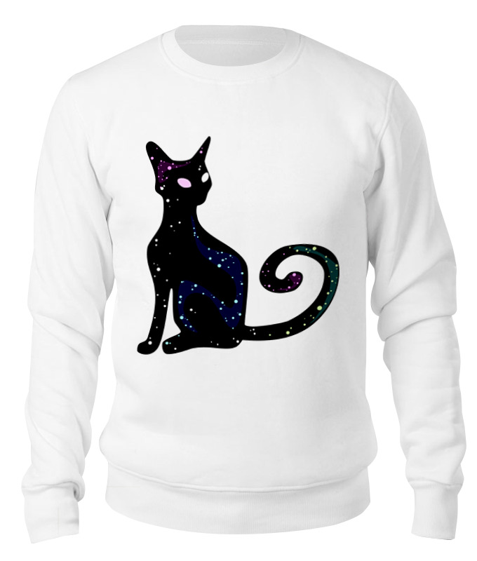 Printio Свитшот унисекс хлопковый Космическая кошка мужская футболка кот и звезды m белый