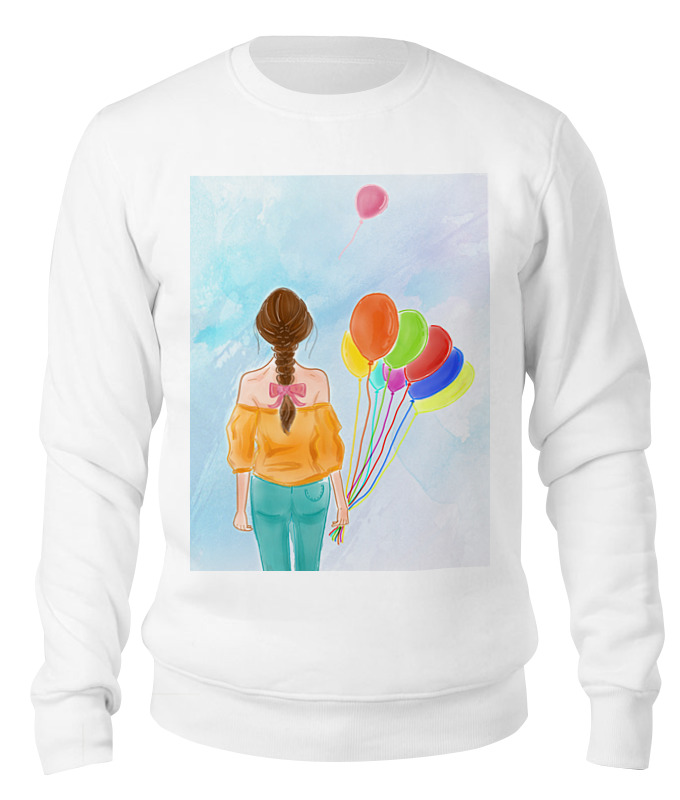 девушка с воздушными шарами Printio Свитшот унисекс хлопковый Девушка с воздушными шарами
