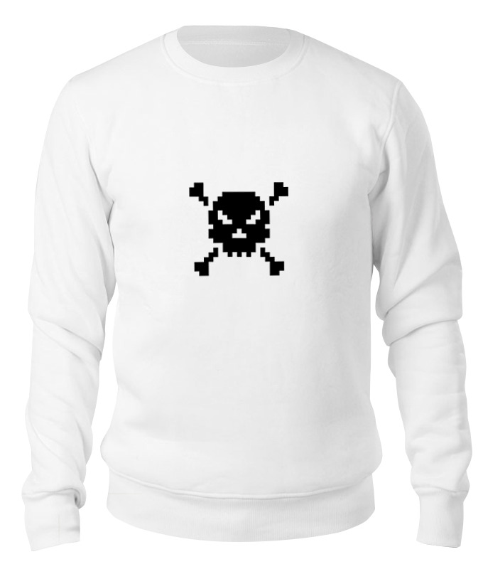 Printio Свитшот унисекс хлопковый Pixel art skull белая мужская футболка оверсайз с коротким рукавом с принтом trendyol белый
