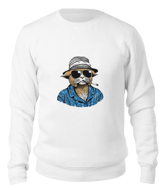 printio толстовка wearcraft premium унисекс hunter s thompson cat Printio Свитшот унисекс хлопковый Hunter s. thompson cat