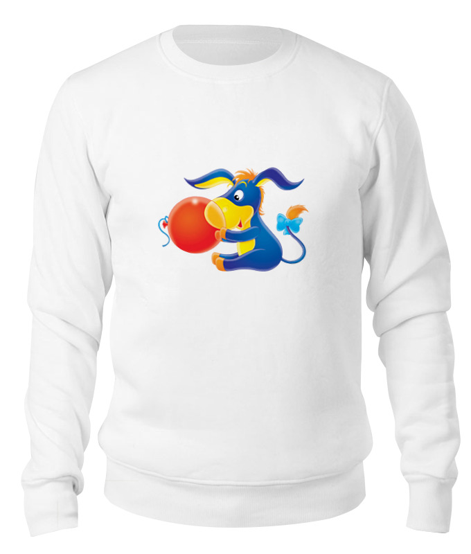 Printio Свитшот унисекс хлопковый Ослик иа детская футболка синий слон с воздушным шариком 104 белый