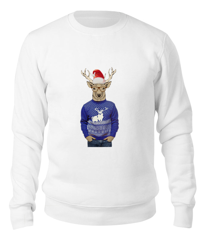 Printio Свитшот унисекс хлопковый С олень новогодний в свитере printio детская футболка классическая унисекс с олень новогодний в свитере