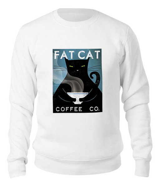 Заказать свитшот в Москве. Свитшот унисекс хлопковый Fat Cat от Pinky-Winky - готовые дизайны и нанесение принтов.