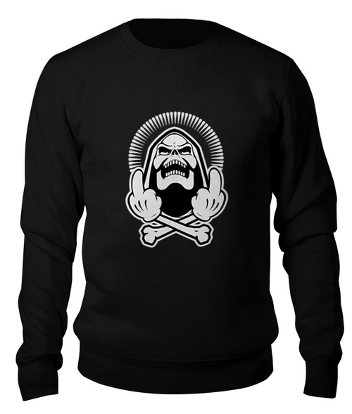 Заказать свитшот в Москве. Свитшот унисекс хлопковый Skeleton F*ck You от Leichenwagen - готовые дизайны и нанесение принтов.