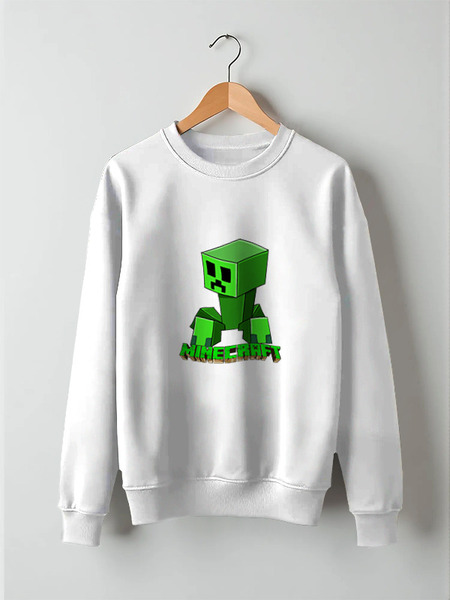 Заказать свитшот в Москве. Свитшот унисекс хлопковый Minecraft (Майнкрафт) Creeper (Крипер) от Just kidding - готовые дизайны и нанесение принтов.
