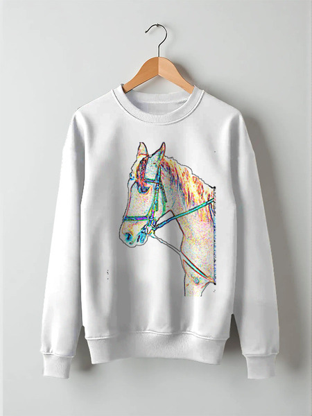 Заказать свитшот в Москве. Свитшот унисекс хлопковый Лошадь. Horse от Aidizaina  - готовые дизайны и нанесение принтов.