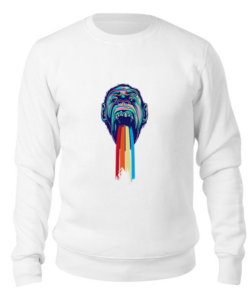 Заказать свитшот в Москве. Свитшот унисекс хлопковый Rainbow monkey от YellowCloverShop - готовые дизайны и нанесение принтов.