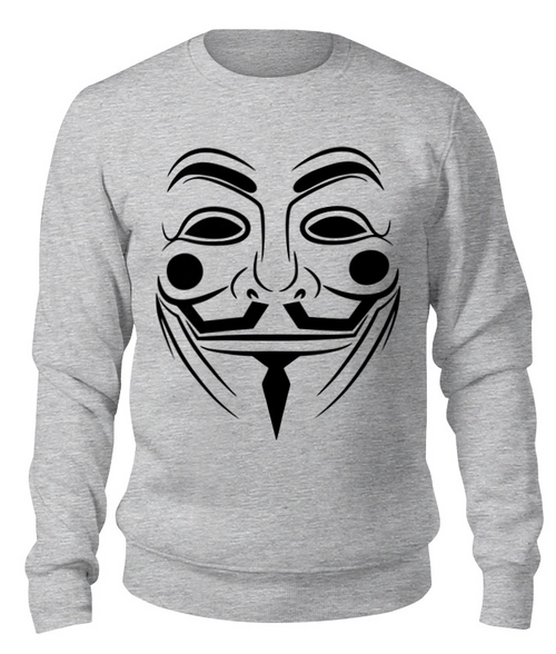 Заказать свитшот в Москве. Свитшот унисекс хлопковый Anonymous Mask от balden - готовые дизайны и нанесение принтов.