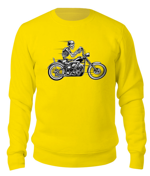 Заказать свитшот в Москве. Свитшот унисекс хлопковый Skull Motorcycle от balden - готовые дизайны и нанесение принтов.