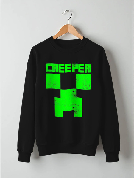 Заказать свитшот в Москве. Свитшот унисекс хлопковый MINECRAFT CREEPER от vista12761@rambler.ru - готовые дизайны и нанесение принтов.