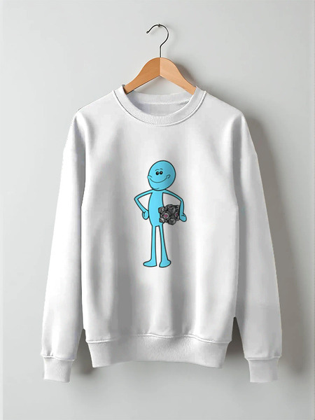 Заказать свитшот в Москве. Свитшот унисекс хлопковый Mr. Meeseeks (Rick and Morty) от trugift - готовые дизайны и нанесение принтов.