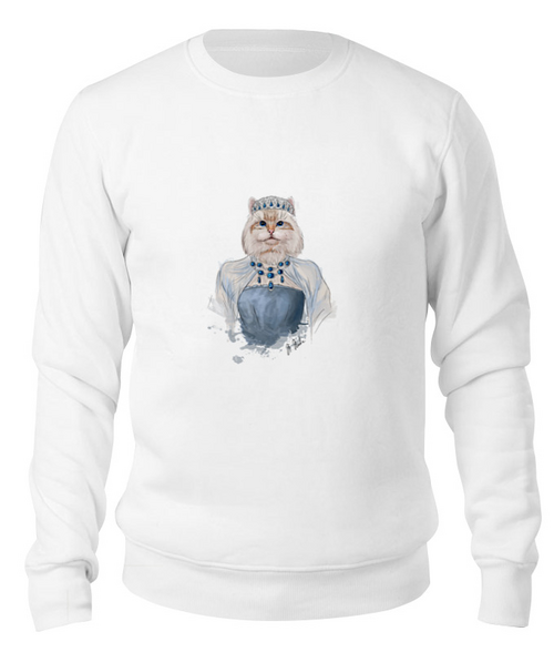 Заказать свитшот в Москве. Свитшот унисекс хлопковый Queen cat от Ксения Мироедова - готовые дизайны и нанесение принтов.