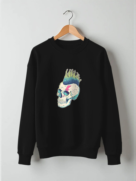 Заказать свитшот в Москве. Свитшот унисекс хлопковый Череп Панка от skull - готовые дизайны и нанесение принтов.