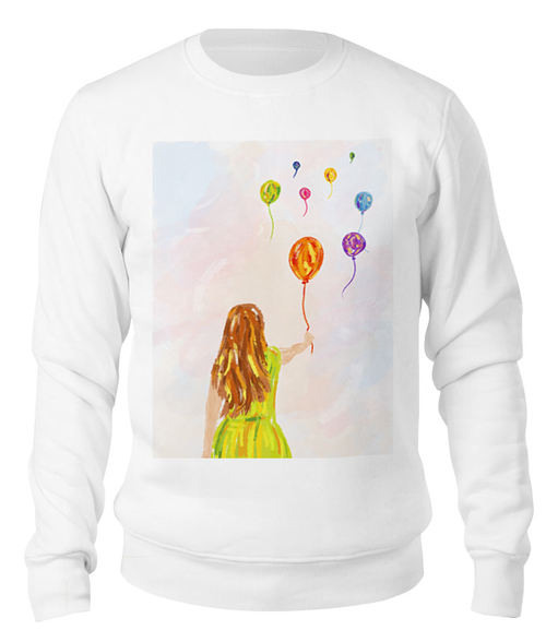 Заказать свитшот в Москве. Свитшот унисекс хлопковый Девушка с воздушными шарами от Anna Eremina - готовые дизайны и нанесение принтов.